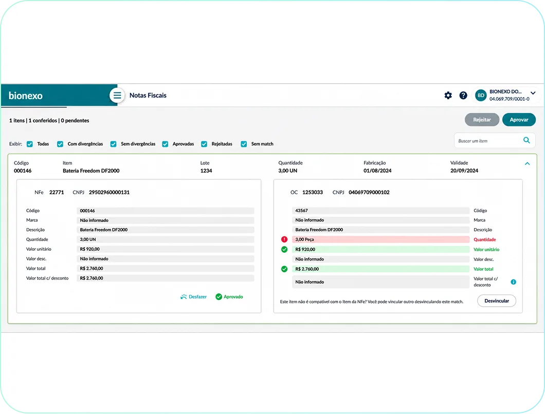 Screenshot da plataforma de Gestão de Notas Fiscais